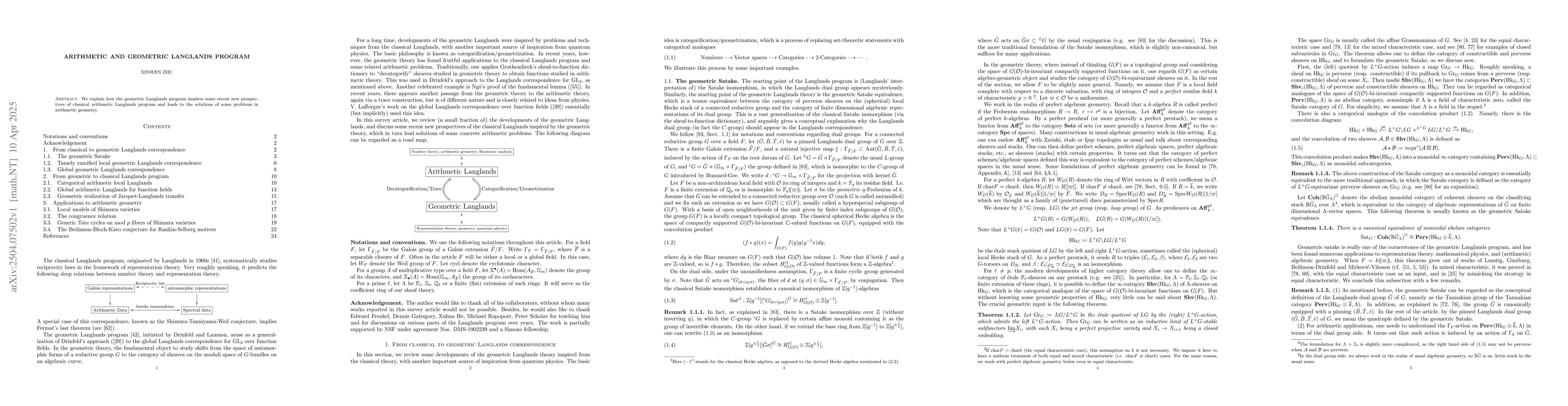 Thumbnail for Arithmetic and Geometric Langlands Program