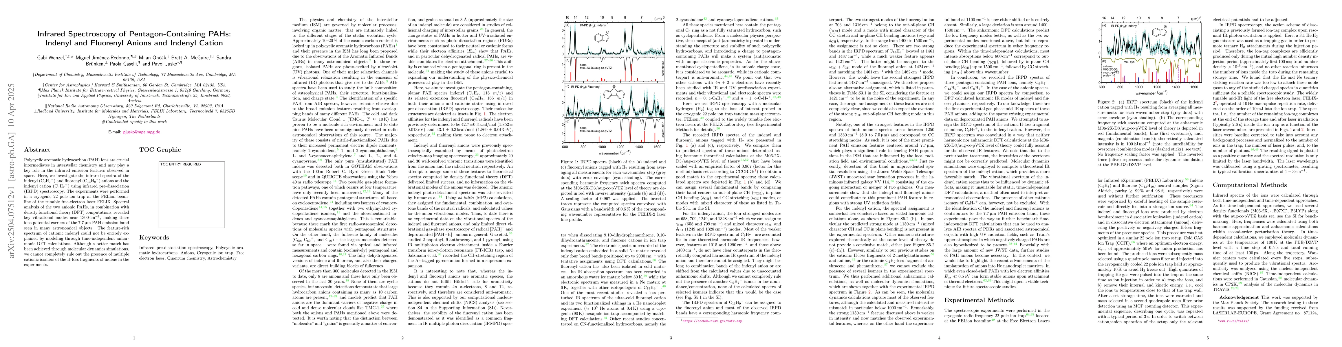 Thumbnail for Infrared Spectroscopy of Pentagon-Containing PAHs: Indenyl and Fluorenyl
  Anions and Indenyl Cation