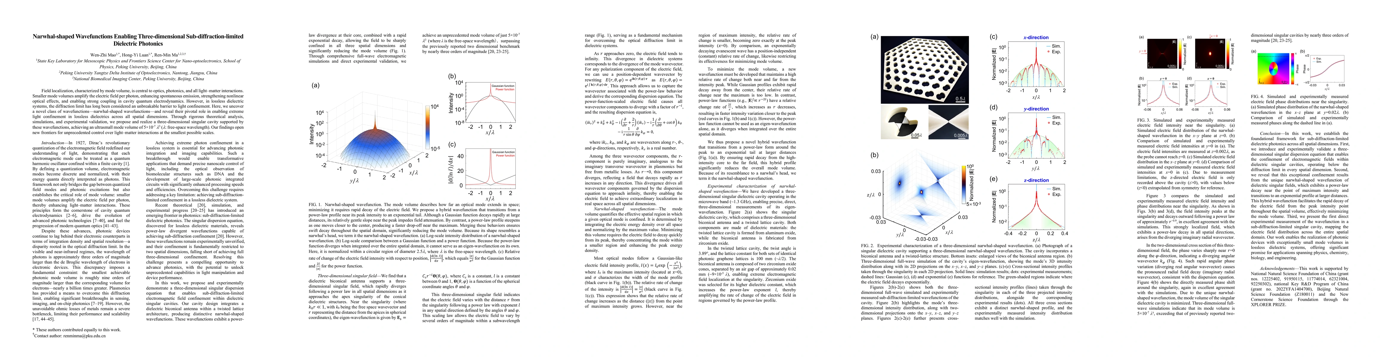 Thumbnail for Narwhal-shaped Wavefunctions Enabling Three-dimensional
  Sub-diffraction-limited Dielectric Photonics