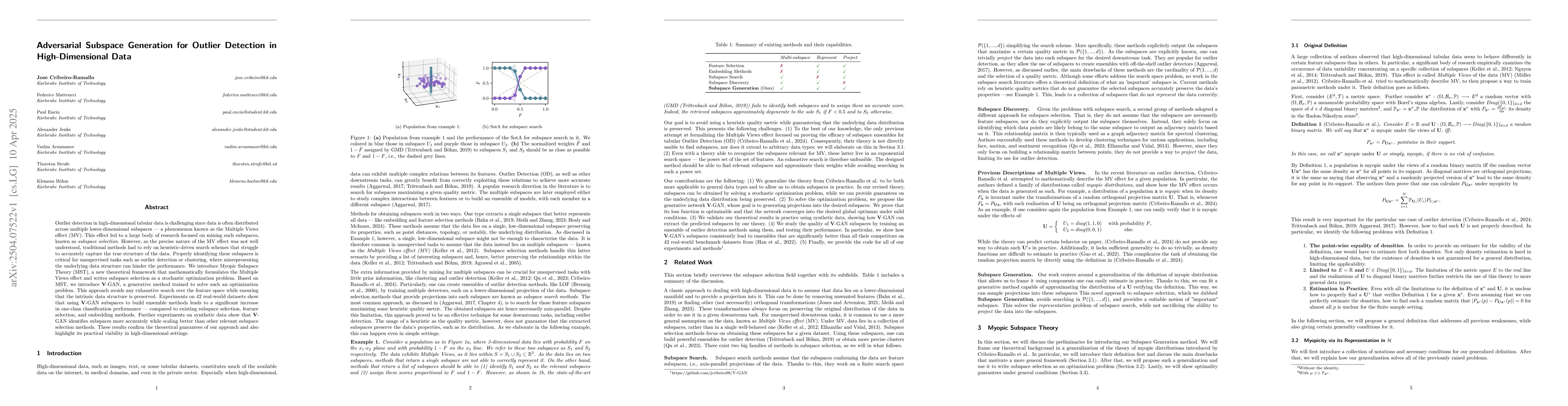 Thumbnail for Adversarial Subspace Generation for Outlier Detection in
  High-Dimensional Data