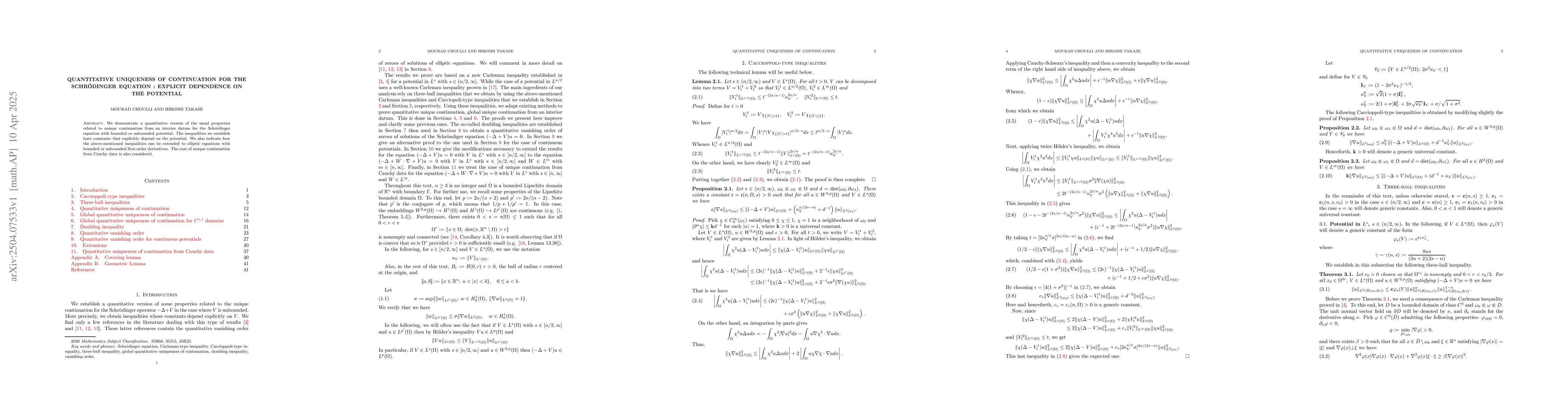 Thumbnail for Quantitative uniqueness of continuation for the Schrödinger equation :
  explicit dependence on the potential