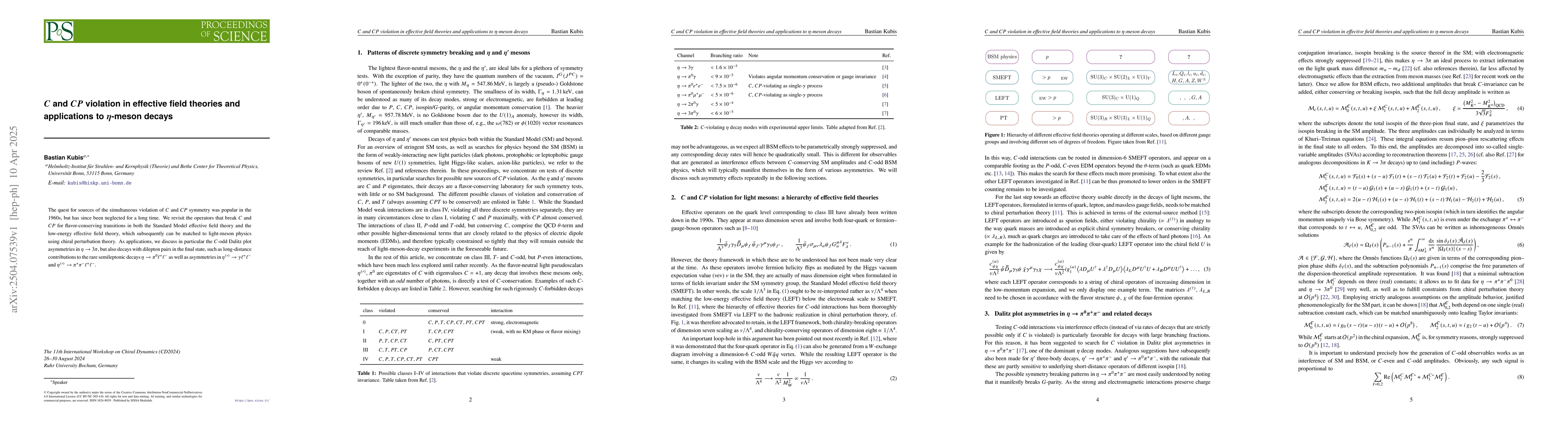 Thumbnail for $C$ and $CP$ violation in effective field theories and applications to
  $η$-meson decays