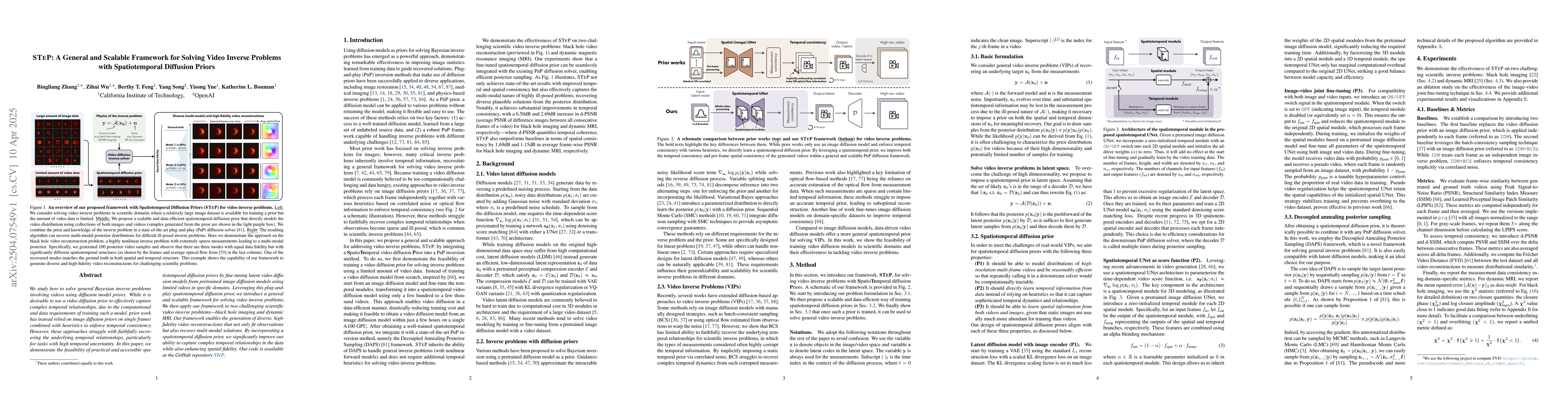 Thumbnail for STeP: A General and Scalable Framework for Solving Video Inverse
  Problems with Spatiotemporal Diffusion Priors
