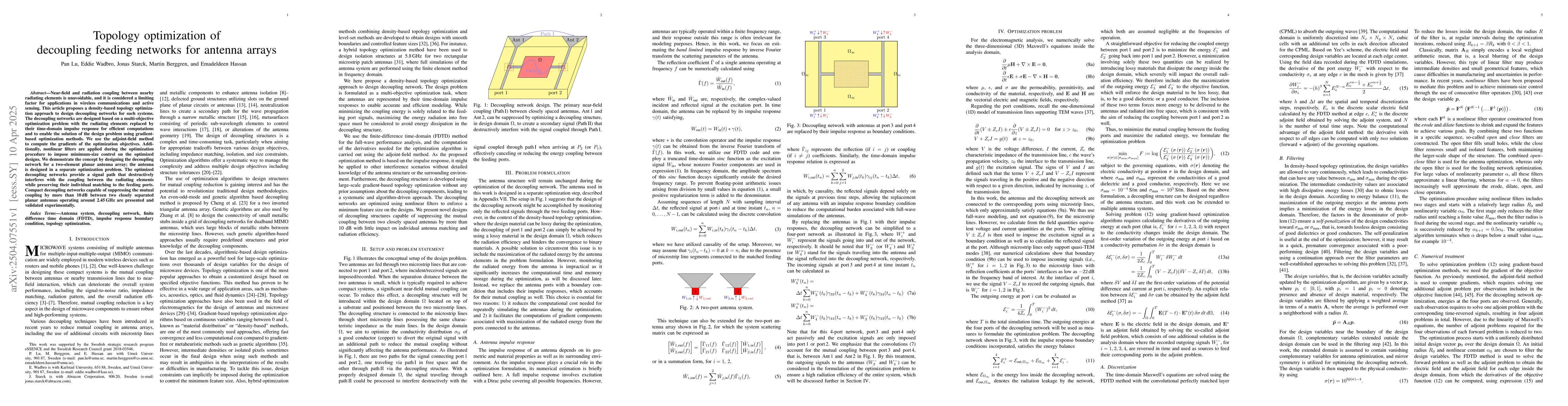 Thumbnail for Topology optimization of decoupling feeding networks for antenna arrays