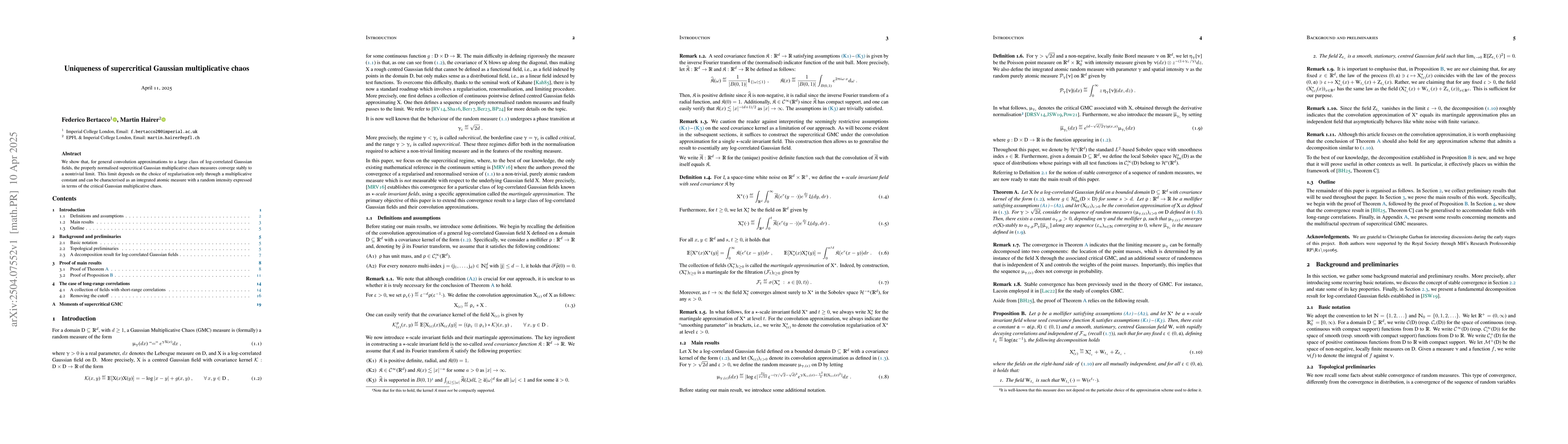 Thumbnail for Uniqueness of supercritical Gaussian multiplicative chaos