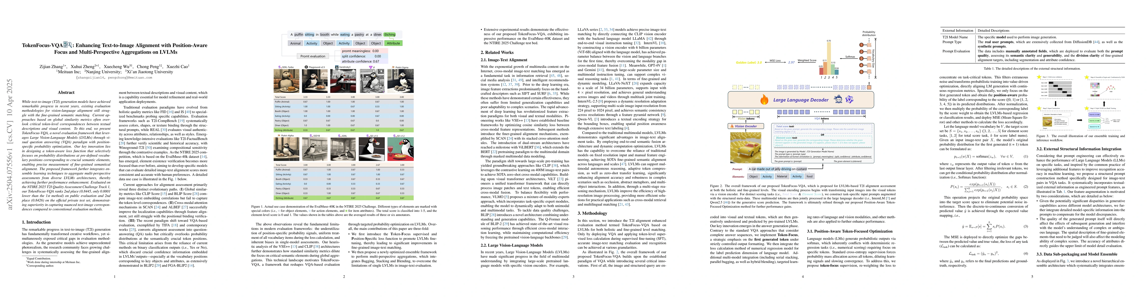 Thumbnail for TokenFocus-VQA: Enhancing Text-to-Image Alignment with Position-Aware
  Focus and Multi-Perspective Aggregations on LVLMs