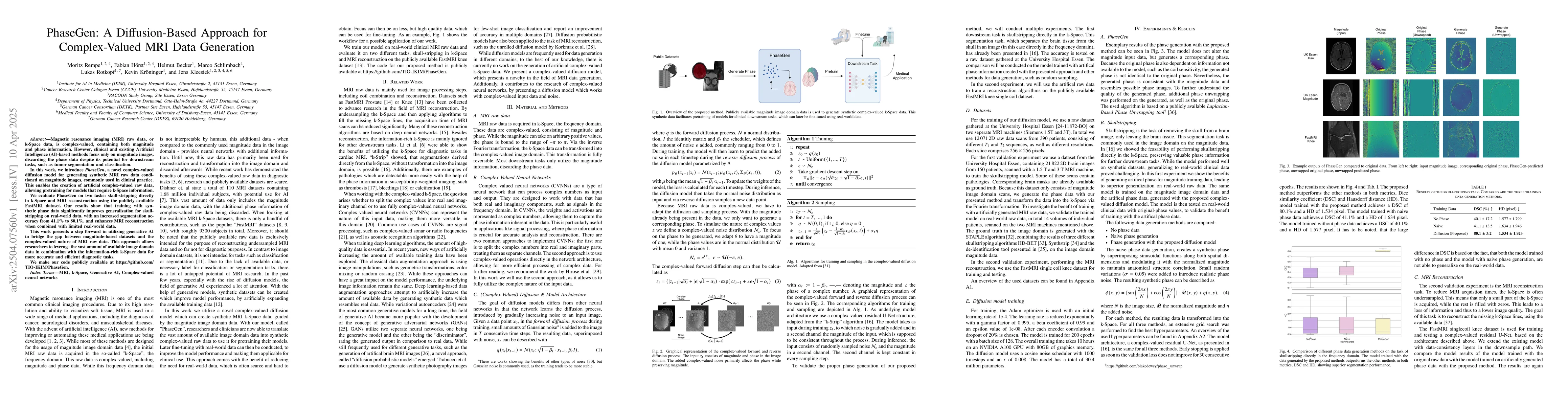 Thumbnail for PhaseGen: A Diffusion-Based Approach for Complex-Valued MRI Data
  Generation