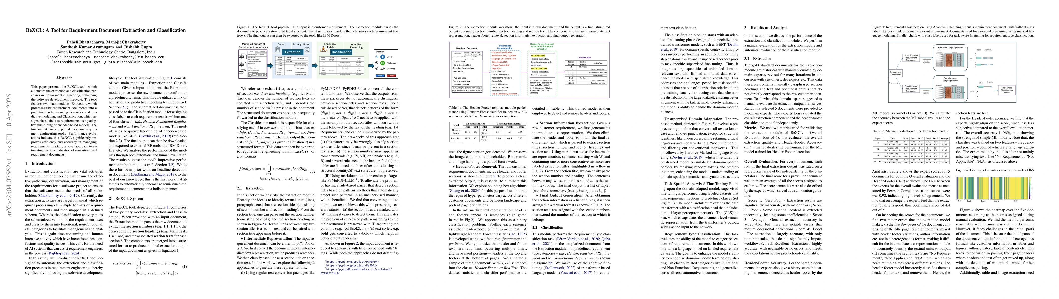 Thumbnail for ReXCL: A Tool for Requirement Document Extraction and Classification