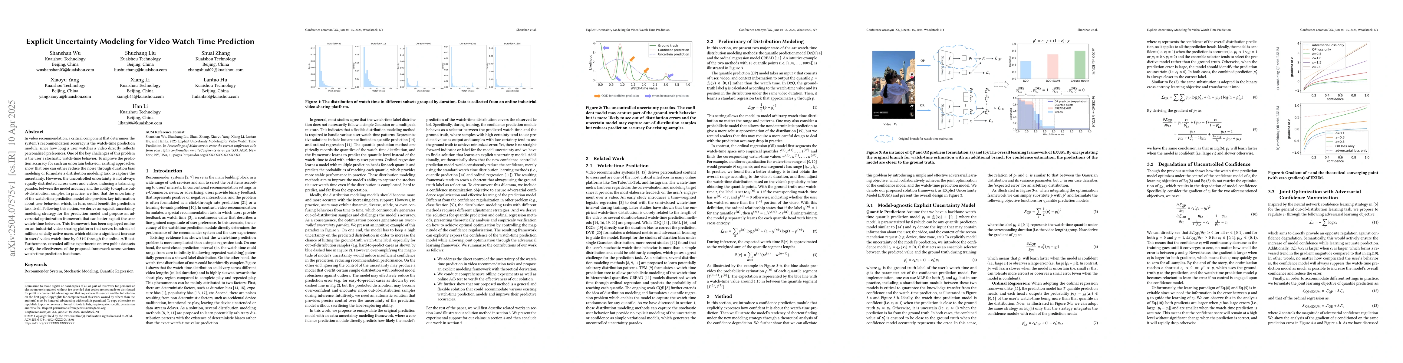 Thumbnail for Explicit Uncertainty Modeling for Video Watch Time Prediction