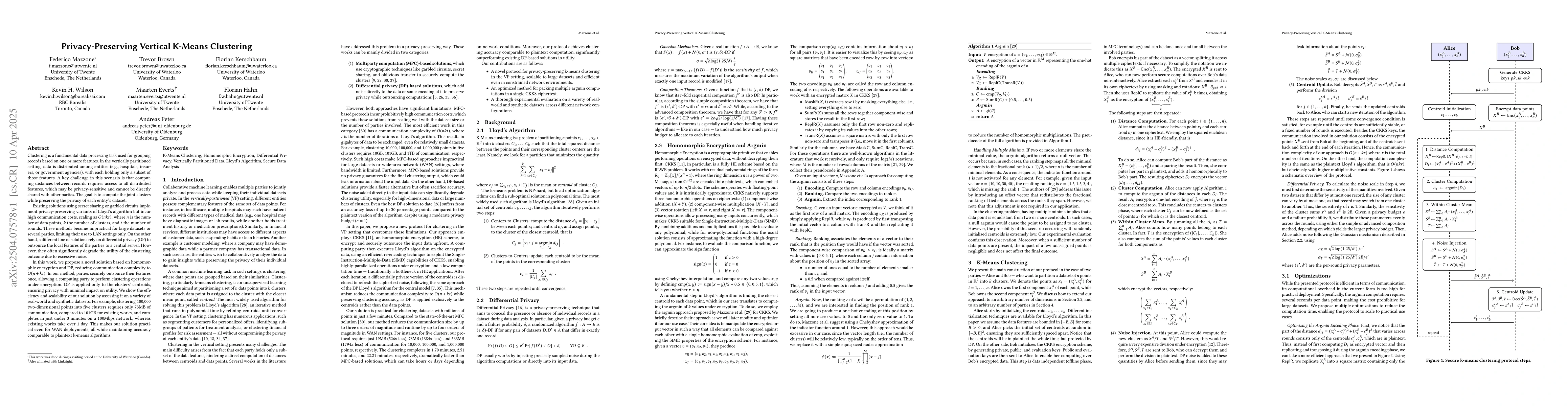 Thumbnail for Privacy-Preserving Vertical K-Means Clustering