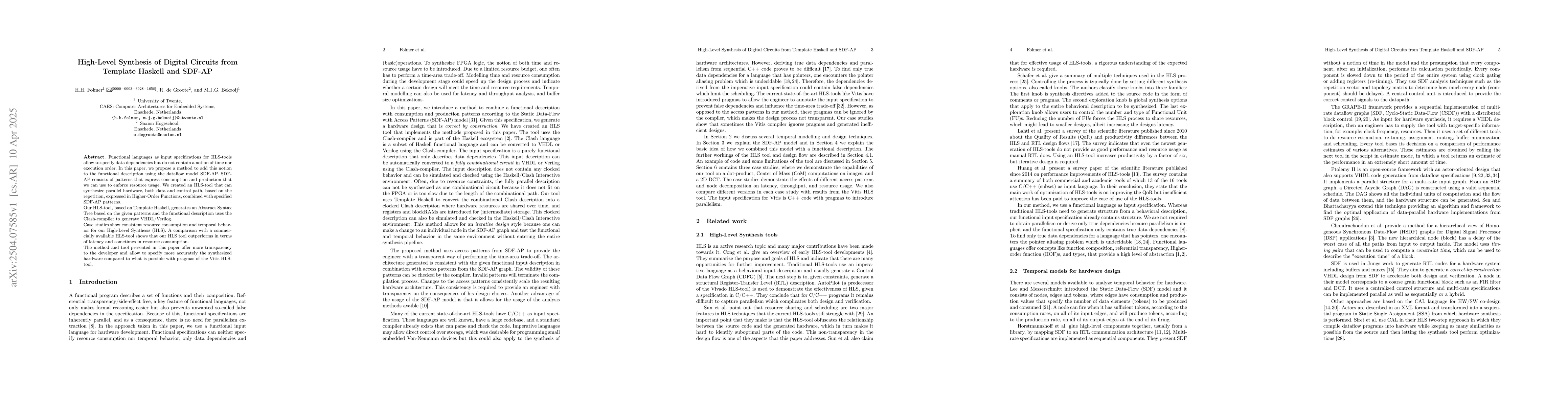 Thumbnail for High-Level Synthesis of Digital Circuits from Template Haskell and
  SDF-AP