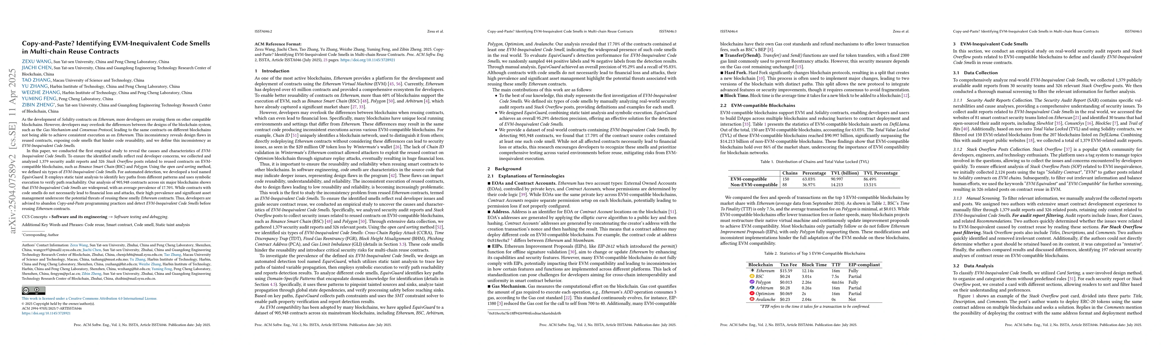 Thumbnail for Copy-and-Paste? Identifying EVM-Inequivalent Code Smells in Multi-chain
  Reuse Contracts