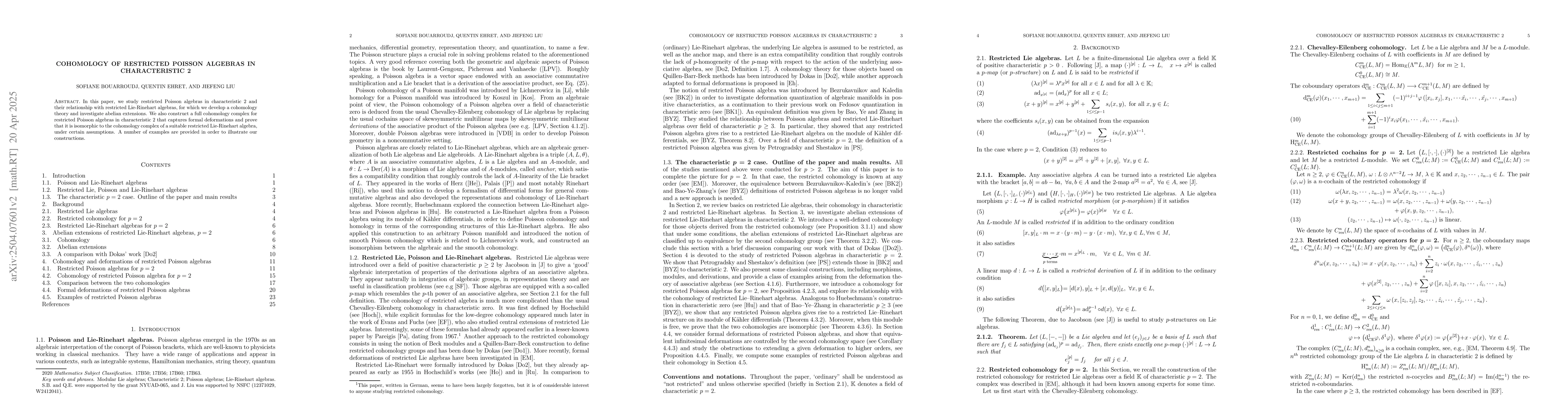 Thumbnail for Cohomology of Restricted Poisson algebras in characteristic 2