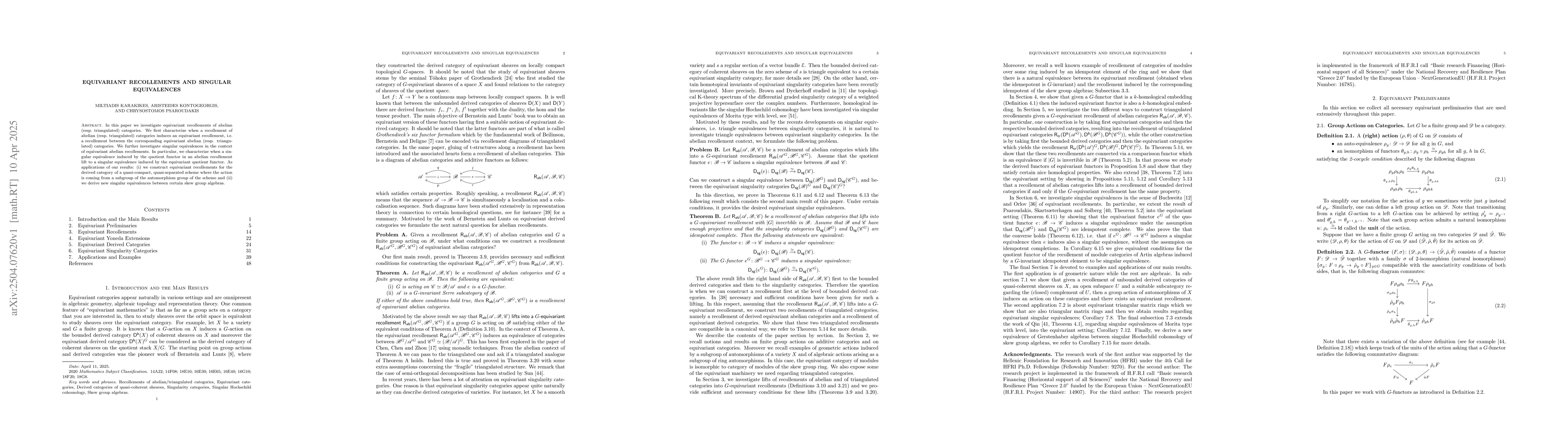 Thumbnail for Equivariant recollements and singular equivalences