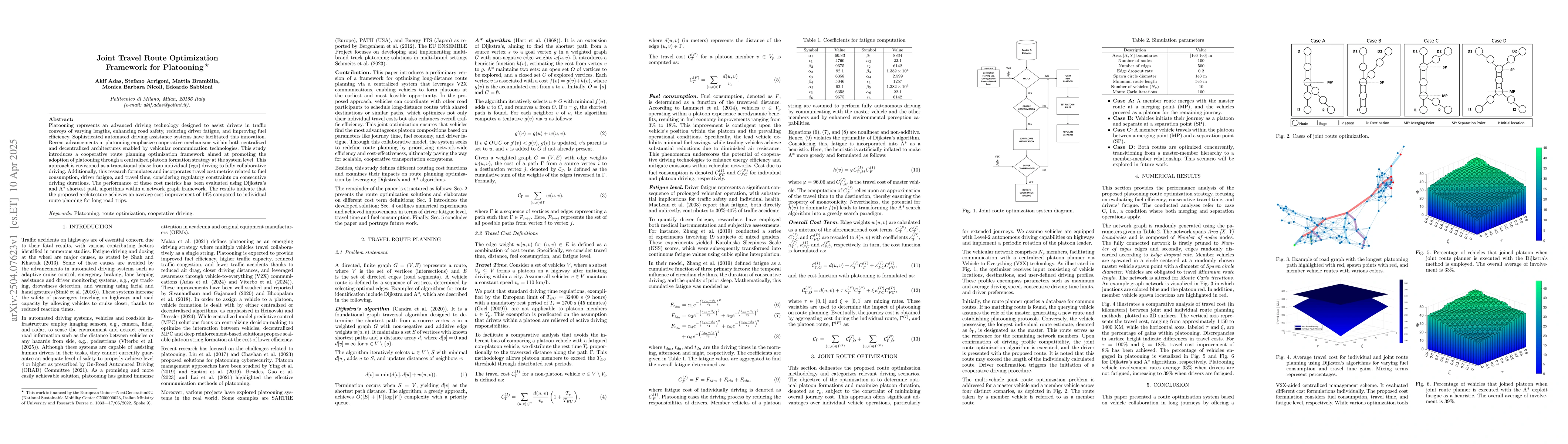 Thumbnail for Joint Travel Route Optimization Framework for Platooning