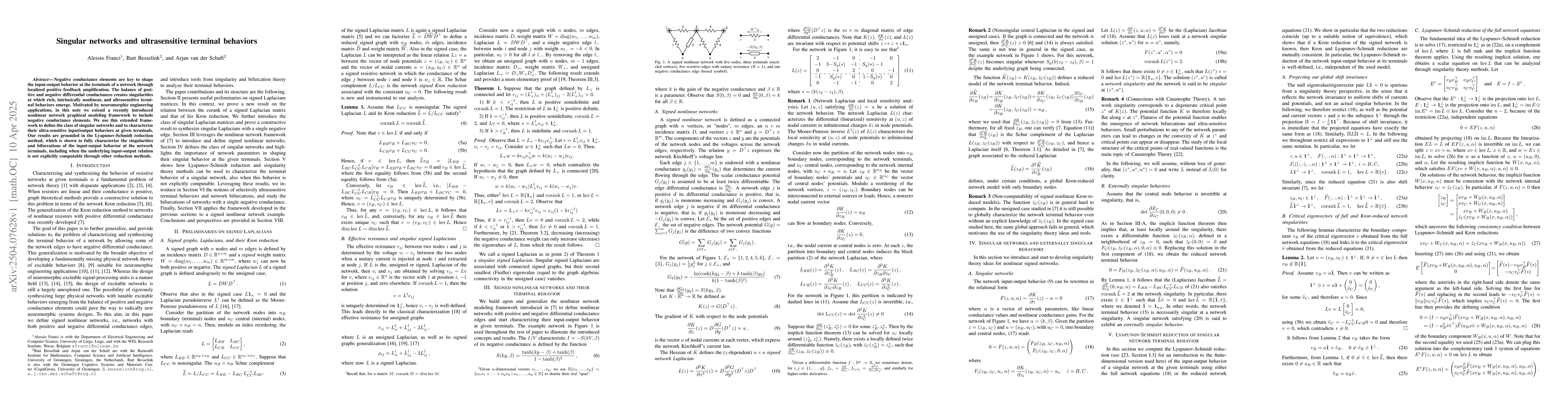 Thumbnail for Singular networks and ultrasensitive terminal behaviors