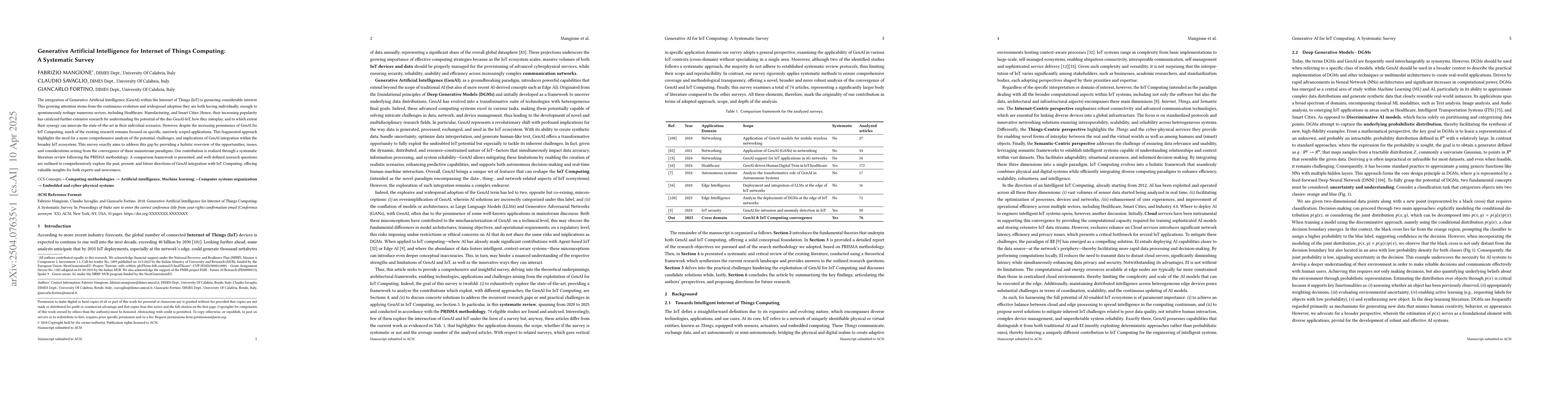 Thumbnail for Generative Artificial Intelligence for Internet of Things Computing: A
  Systematic Survey