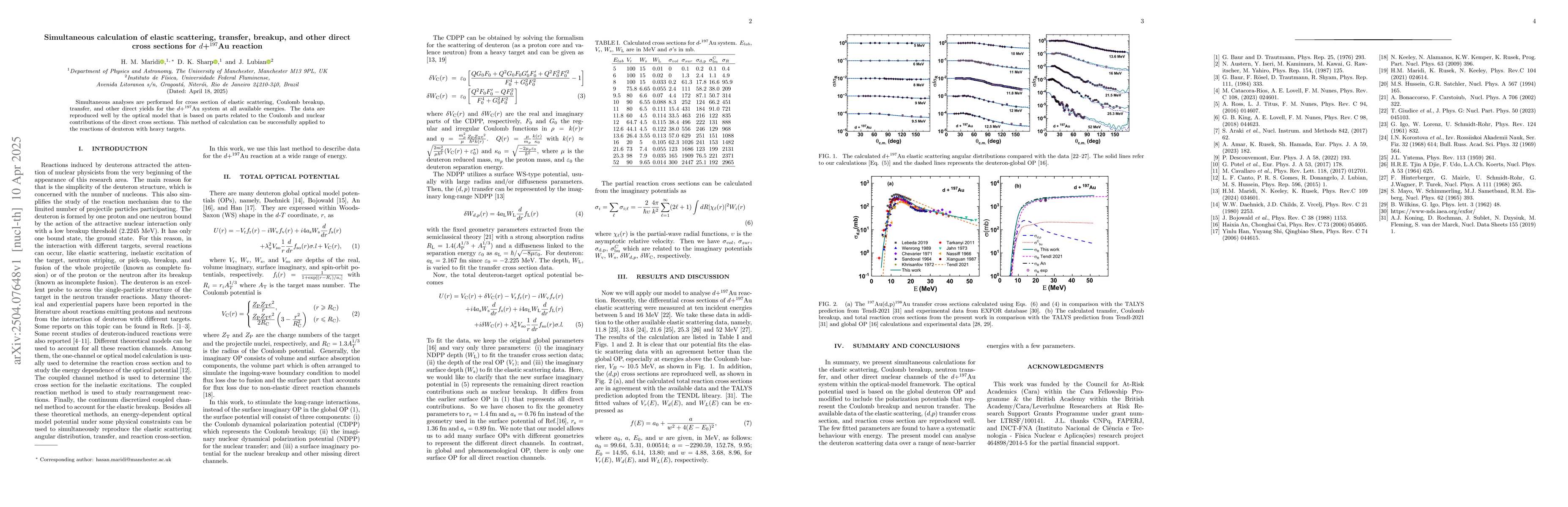 Thumbnail for Simultaneous calculation of elastic scattering, transfer, breakup, and
  other direct cross sections for $d$+$^{197}$Au reaction