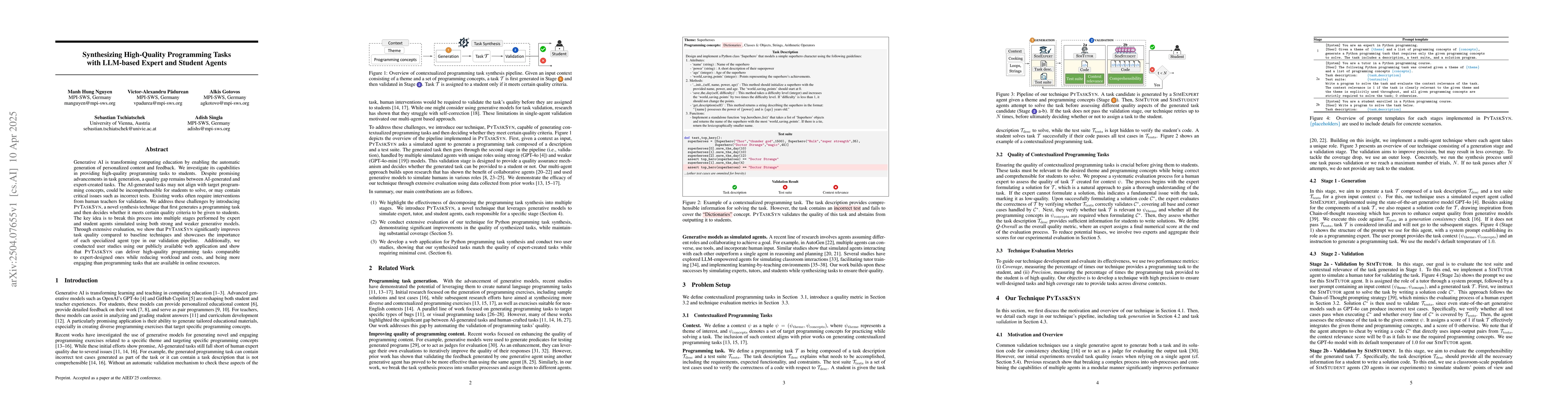 Thumbnail for Synthesizing High-Quality Programming Tasks with LLM-based Expert and
  Student Agents