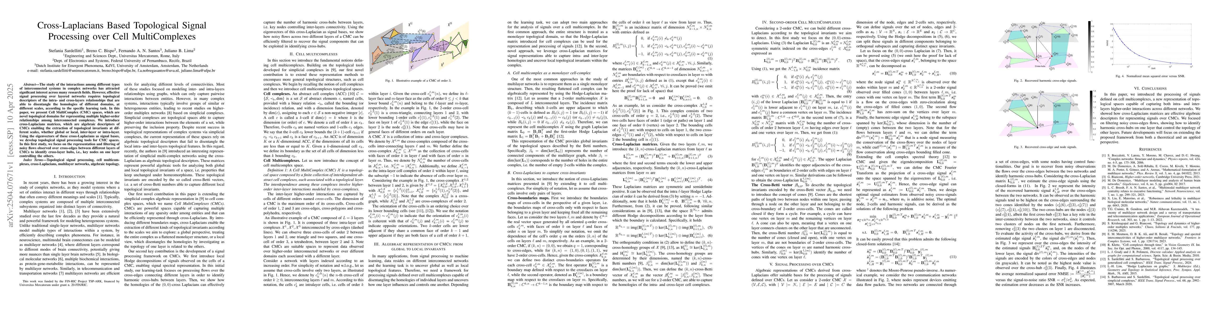 Thumbnail for Cross-Laplacians Based Topological Signal Processing over Cell
  MultiComplexes