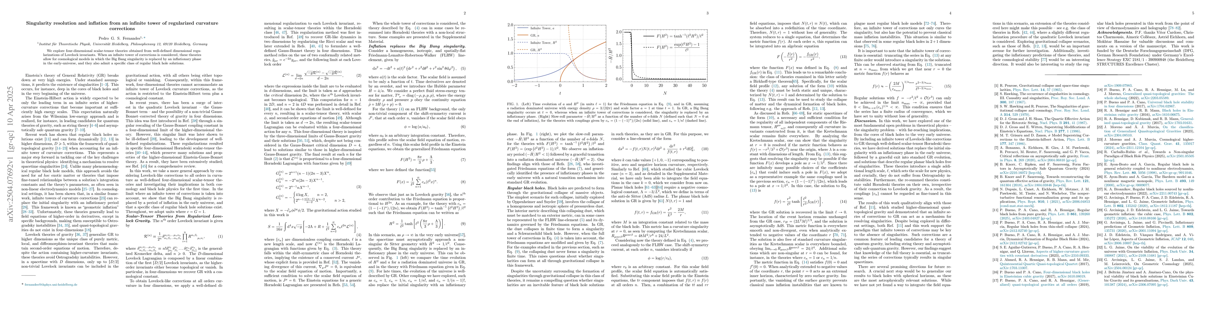 Thumbnail for Singularity resolution and inflation from an infinite tower of
  regularized curvature corrections