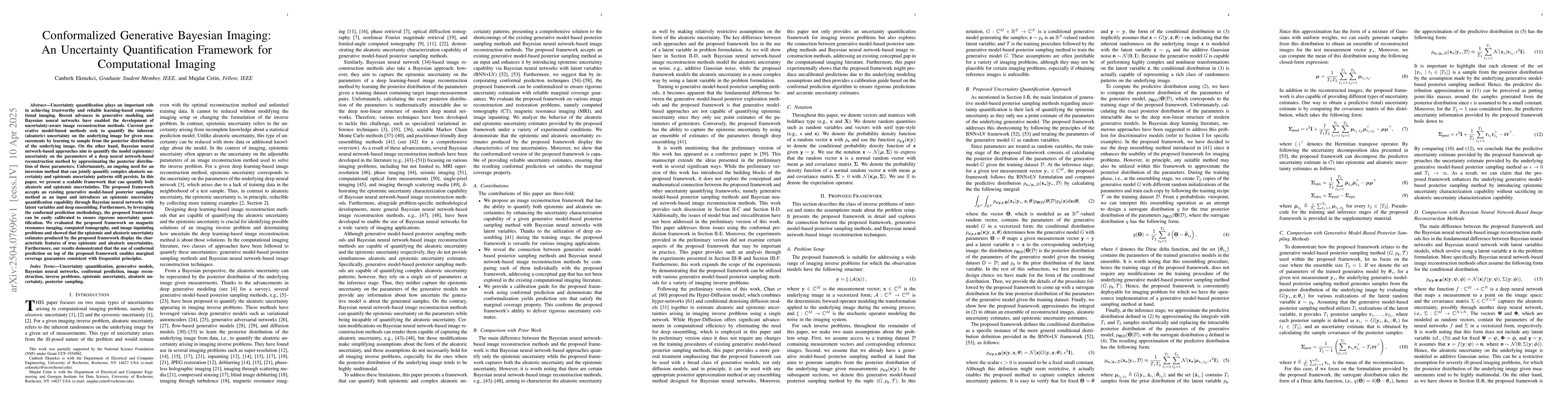 Thumbnail for Conformalized Generative Bayesian Imaging: An Uncertainty Quantification
  Framework for Computational Imaging