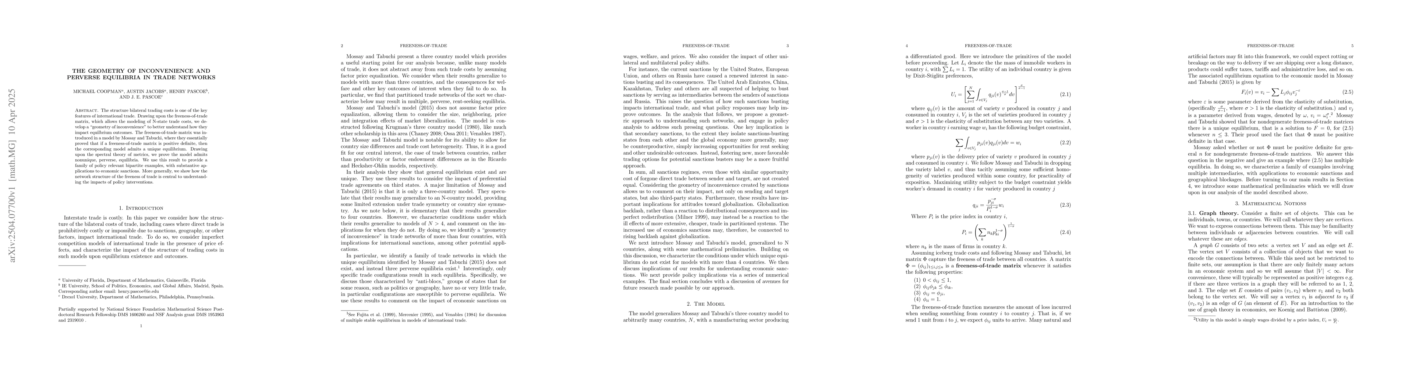 Thumbnail for The geometry of inconvenience and perverse equilibria in trade networks