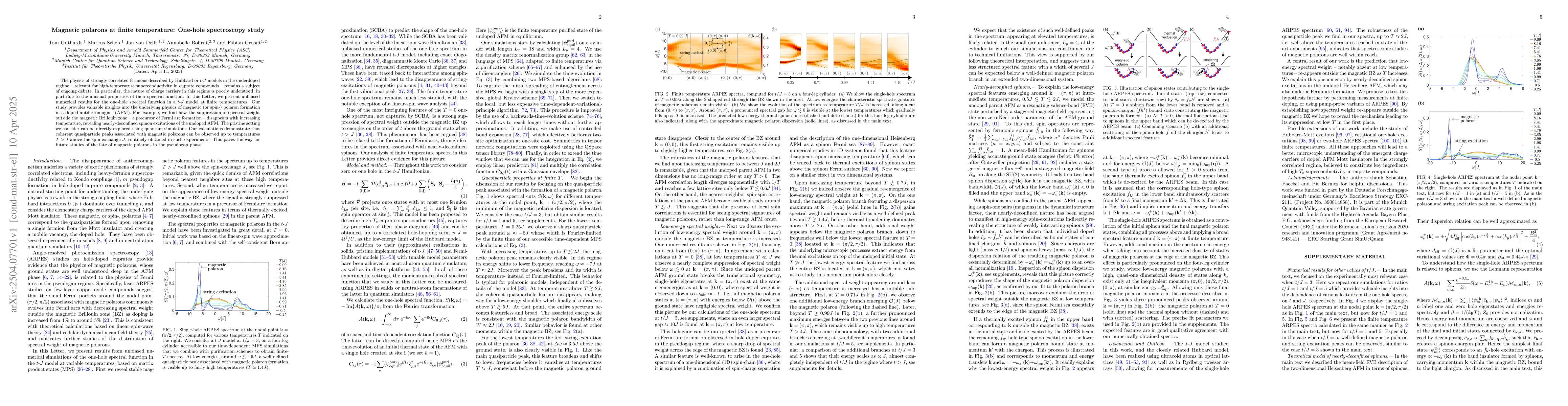 Thumbnail for Magnetic polarons at finite temperature: One-hole spectroscopy study