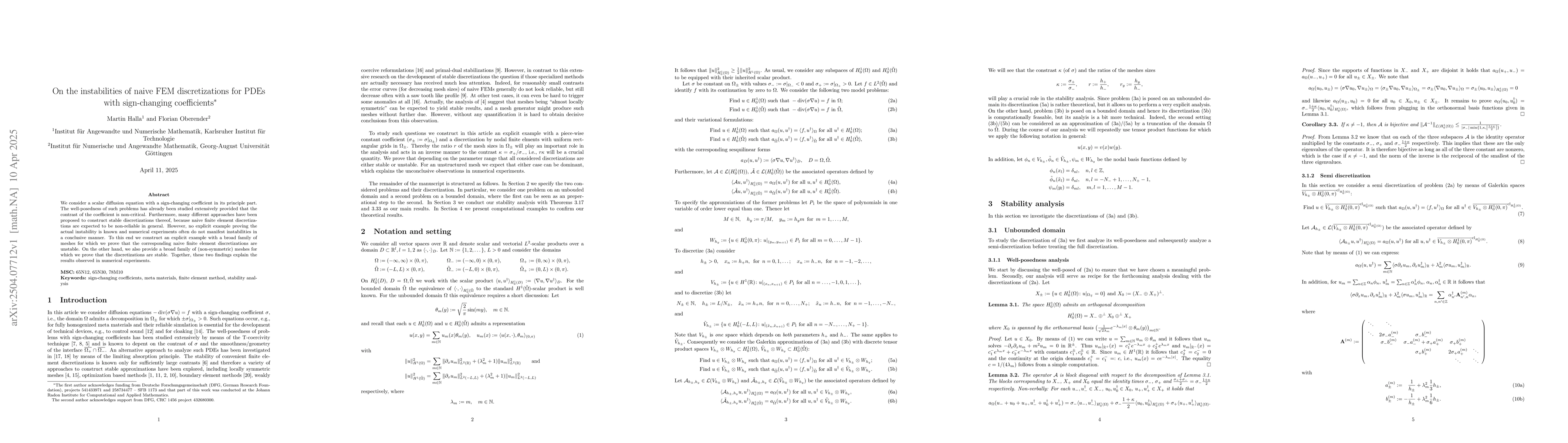 Thumbnail for On the instabilities of naive FEM discretizations for PDEs with
  sign-changing coefficients