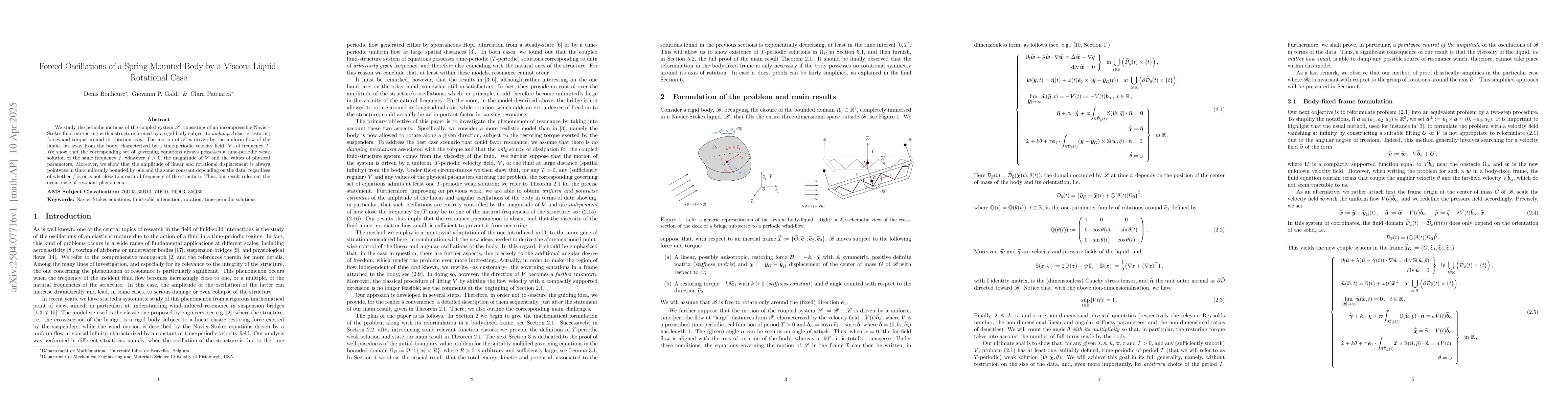 Thumbnail for Forced Oscillations of a Spring-Mounted Body by a Viscous Liquid:
  Rotational Case