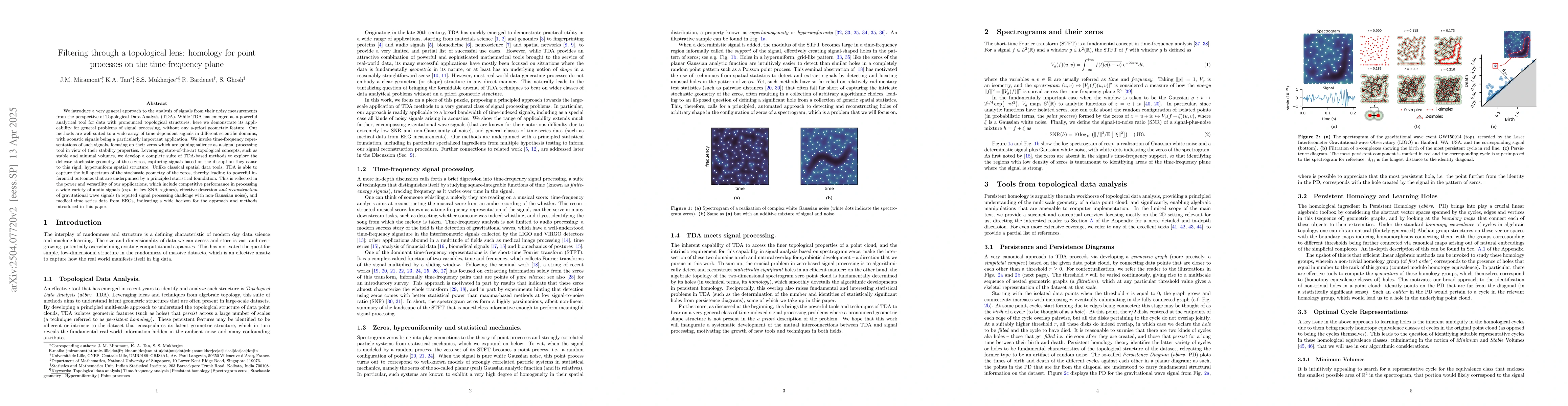 Thumbnail for Filtering through a topological lens: homology for point processes on
  the time-frequency plane
