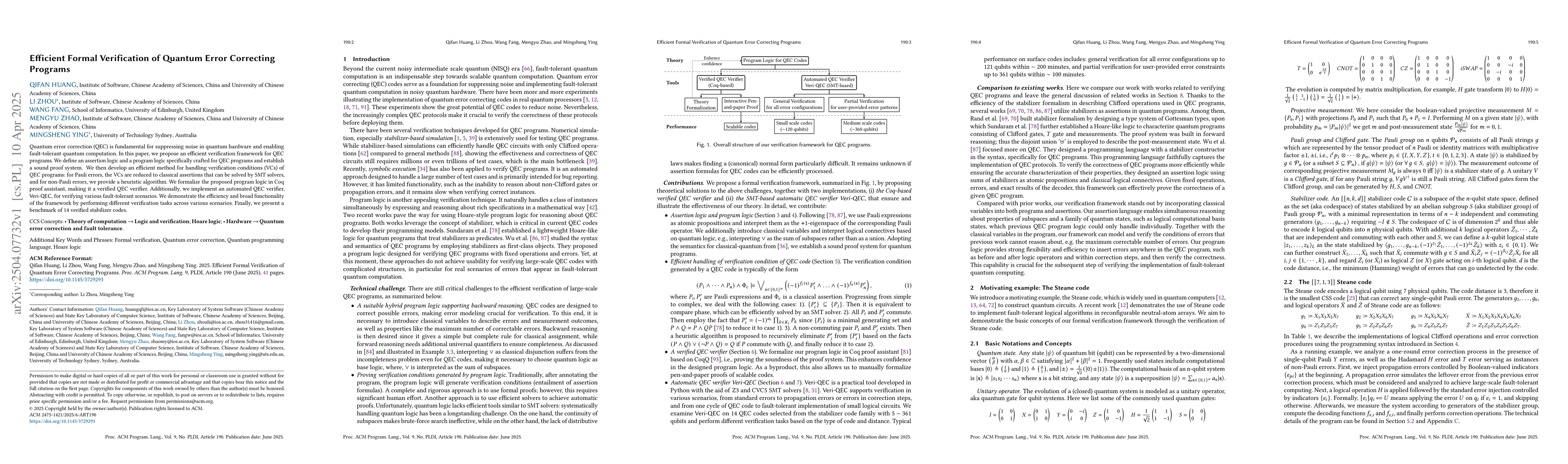 Thumbnail for Efficient Formal Verification of Quantum Error Correcting Programs