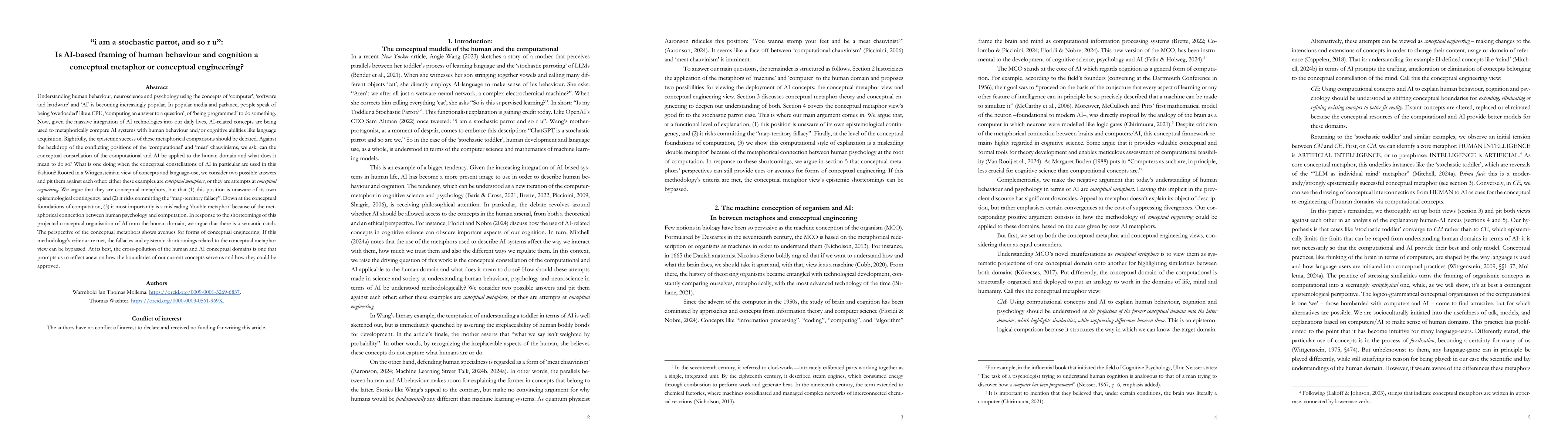 Thumbnail for "i am a stochastic parrot, and so r u": Is AI-based framing of human
  behaviour and cognition a conceptual metaphor or conceptual engineering?