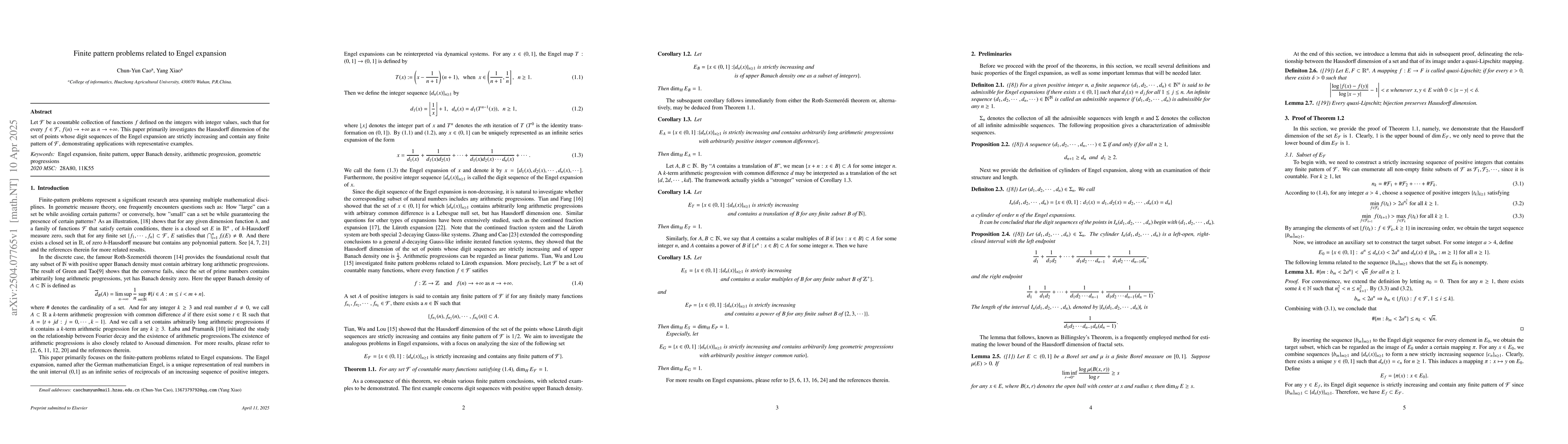 Thumbnail for Finite pattern problems related to Engel expansion