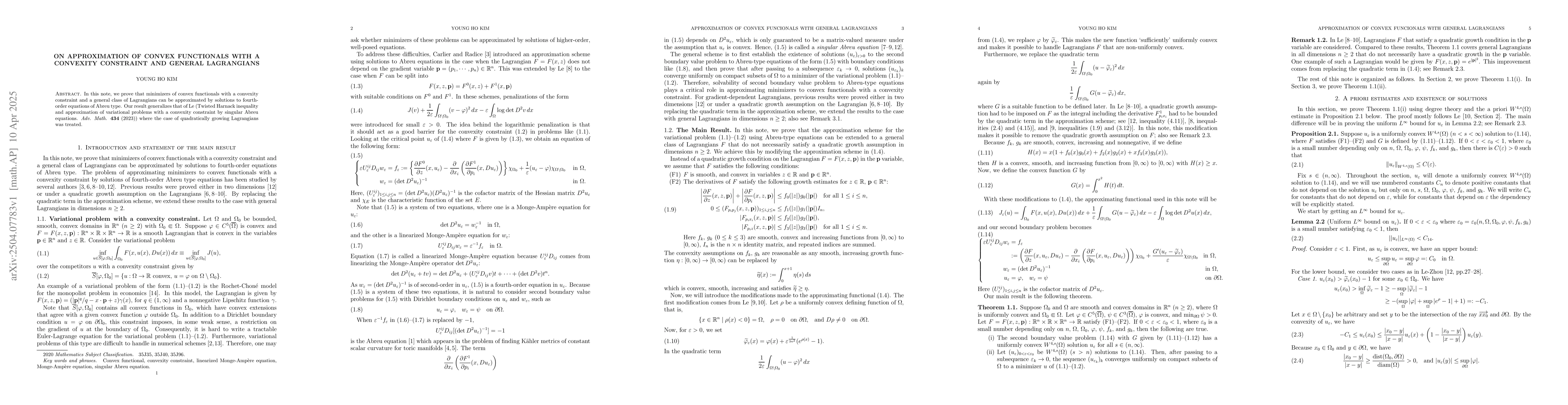 Thumbnail for On approximation of convex functionals with a convexity constraint and
  general Lagrangians
