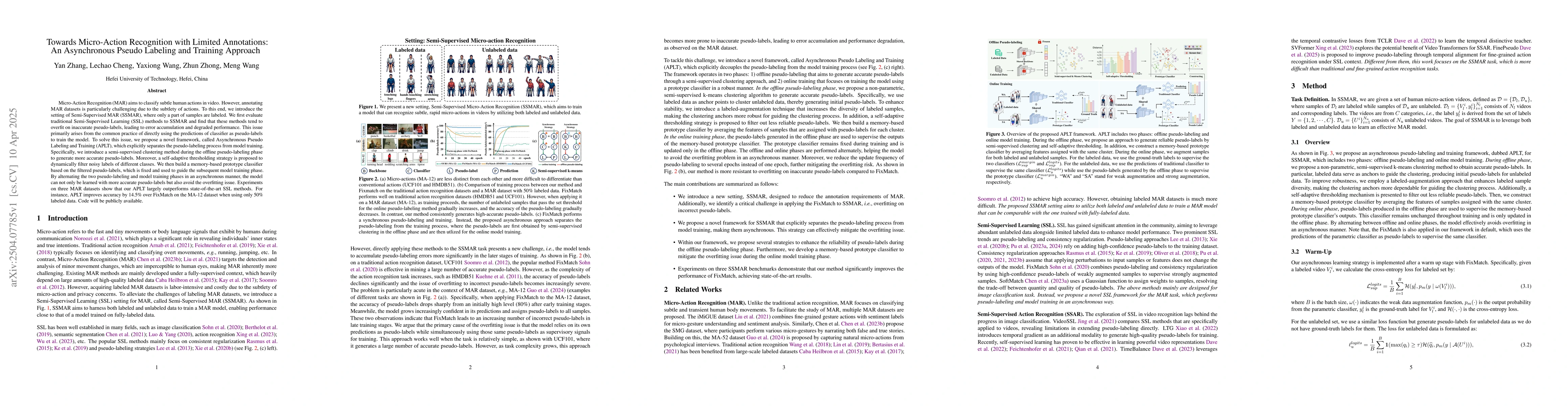 Thumbnail for Towards Micro-Action Recognition with Limited Annotations: An
  Asynchronous Pseudo Labeling and Training Approach