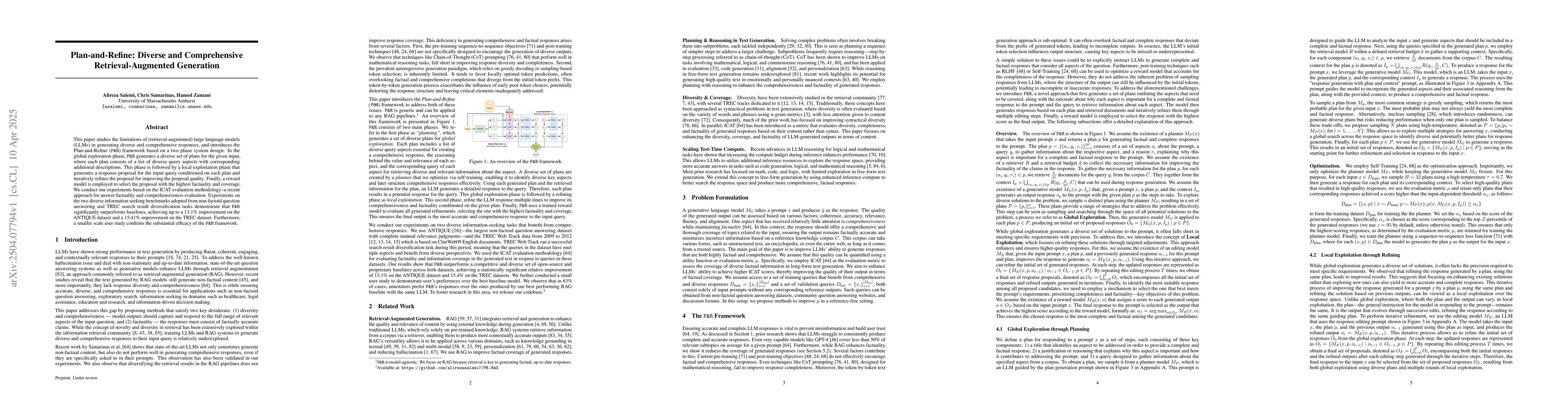 Thumbnail for Plan-and-Refine: Diverse and Comprehensive Retrieval-Augmented
  Generation