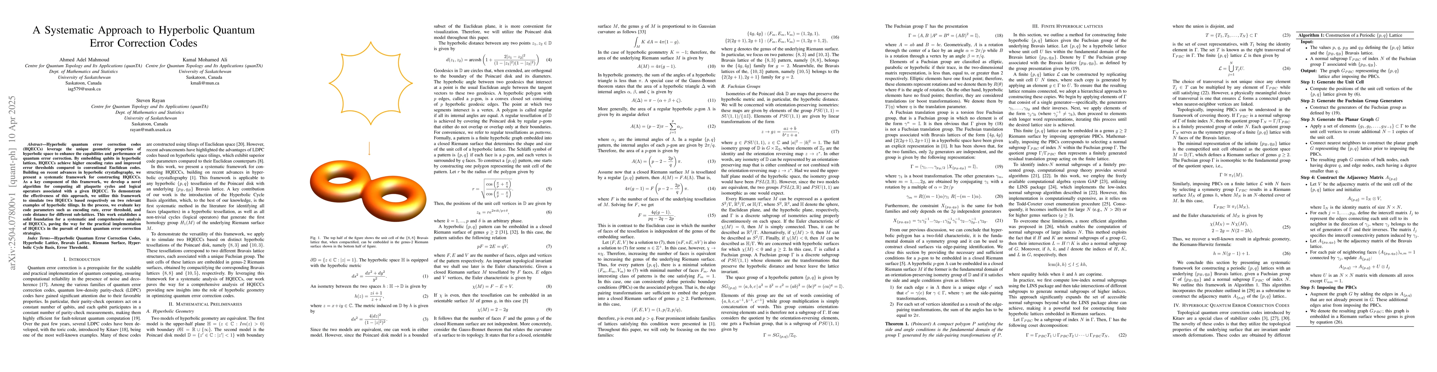 Thumbnail for A Systematic Approach to Hyperbolic Quantum Error Correction Codes