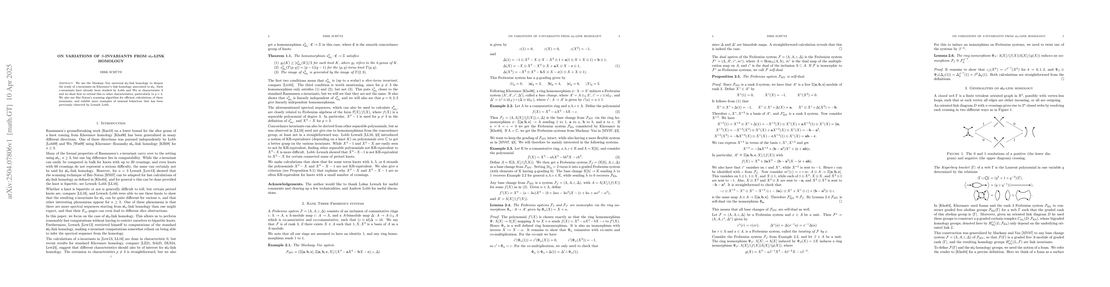Thumbnail for On Variations of s-invariants from sl(3)-link homology