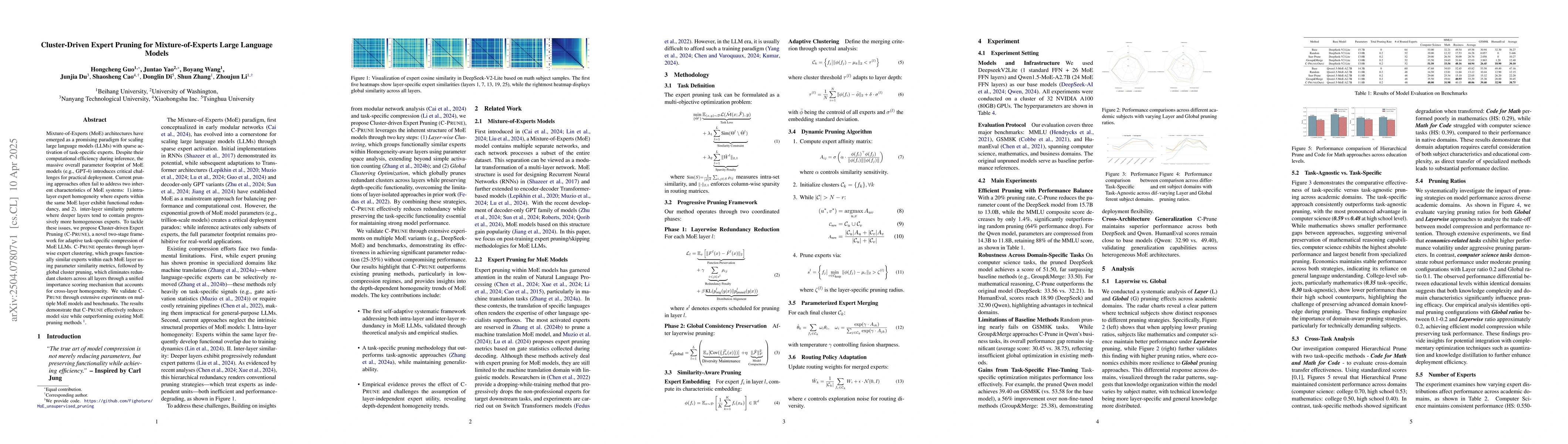 Thumbnail for Cluster-Driven Expert Pruning for Mixture-of-Experts Large Language
  Models