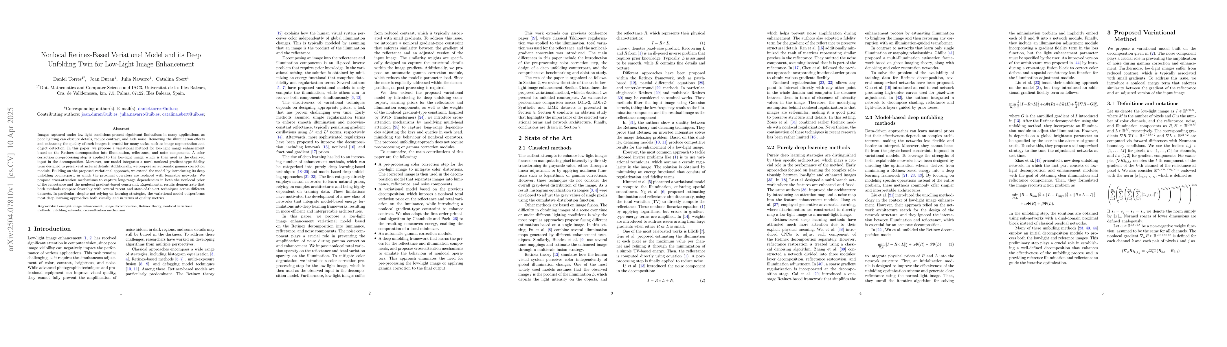 Thumbnail for Nonlocal Retinex-Based Variational Model and its Deep Unfolding Twin for
  Low-Light Image Enhancement