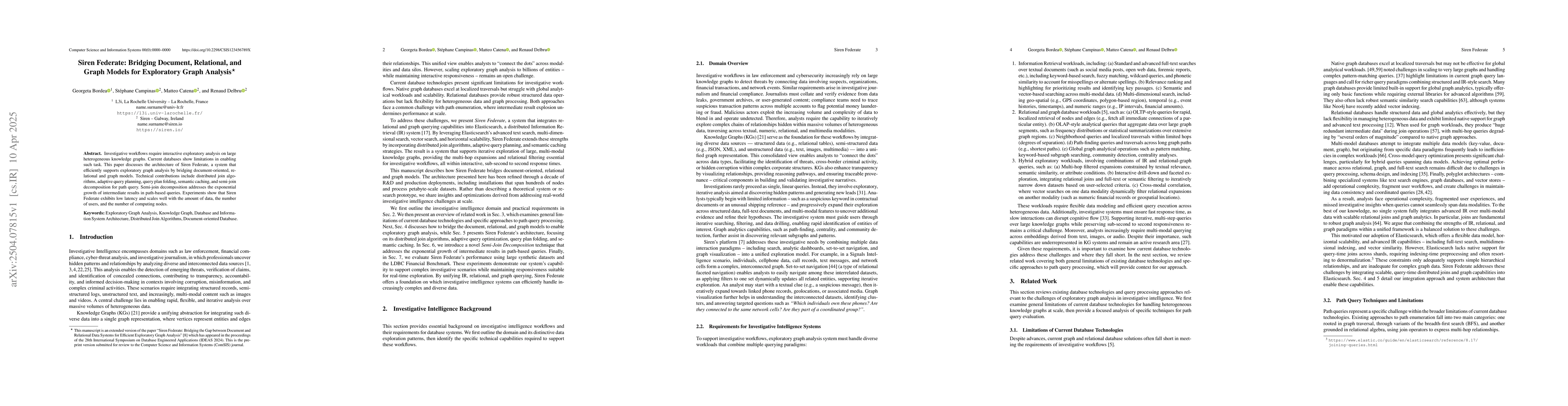 Thumbnail for Siren Federate: Bridging document, relational, and graph models for
  exploratory graph analysis
