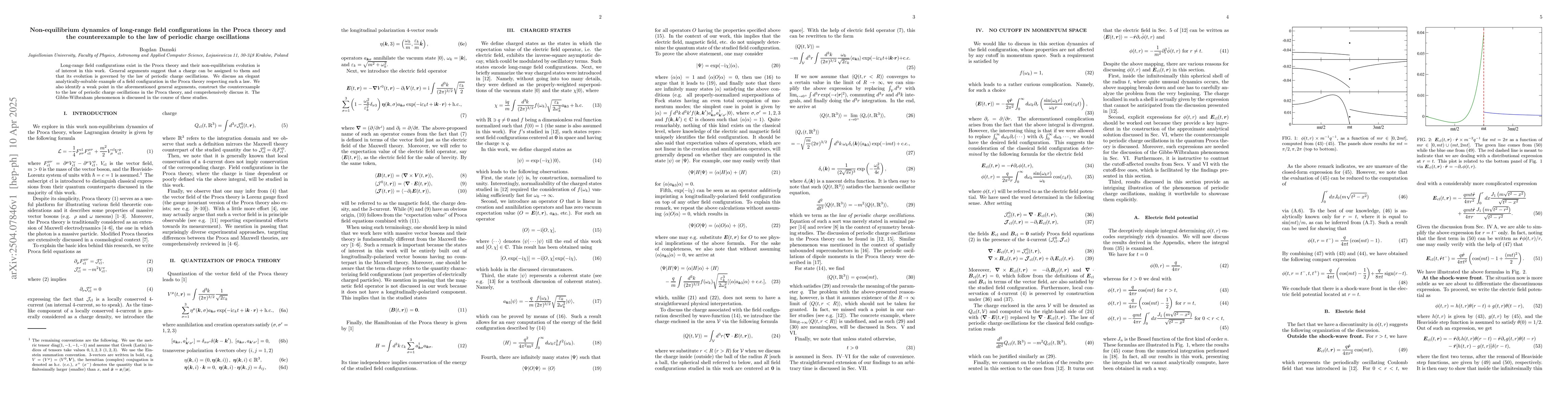 Thumbnail for Non-equilibrium dynamics of long-range field configurations in the Proca
  theory and the counterexample to the law of periodic charge oscillations