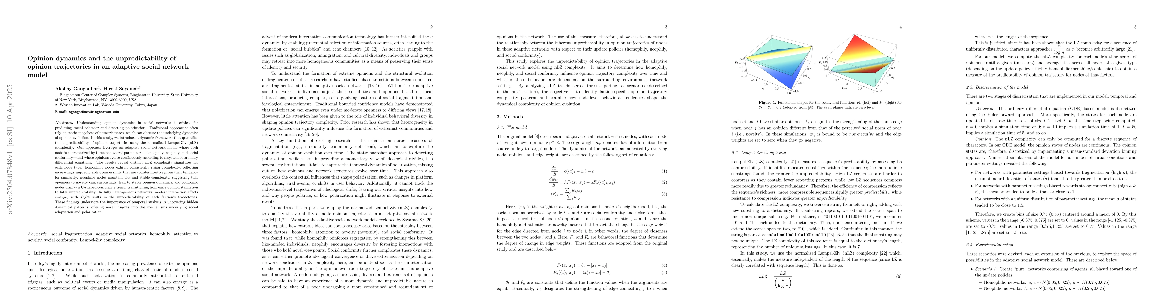 Thumbnail for Opinion dynamics and the unpredictability of opinion trajectories in an
  adaptive social network model
