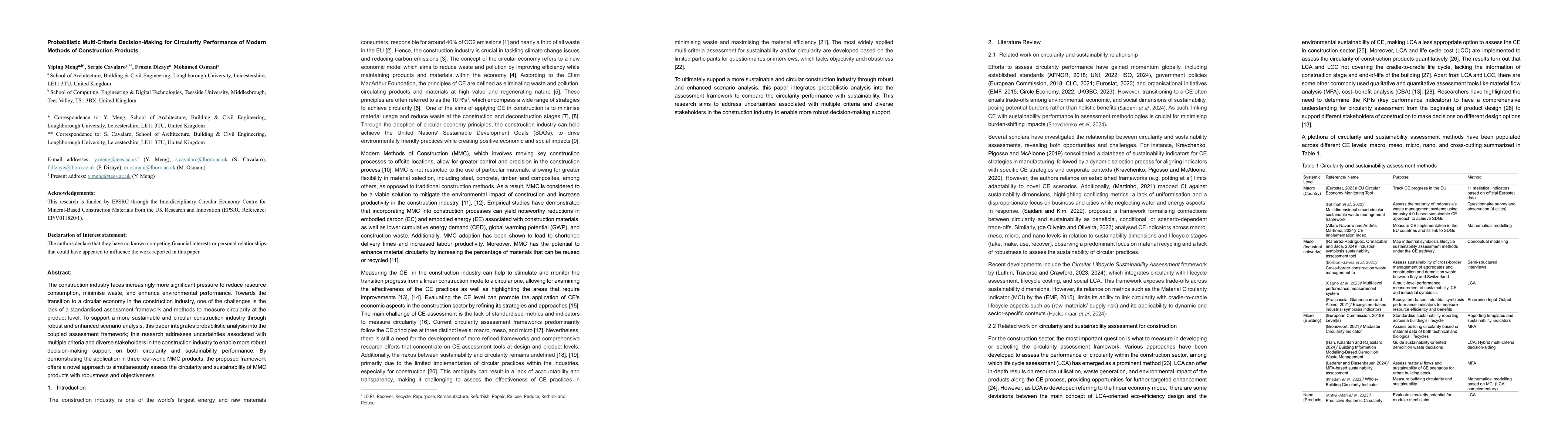 Thumbnail for Probabilistic Multi-Criteria Decision-Making for Circularity Performance
  of Modern Methods of Construction Products