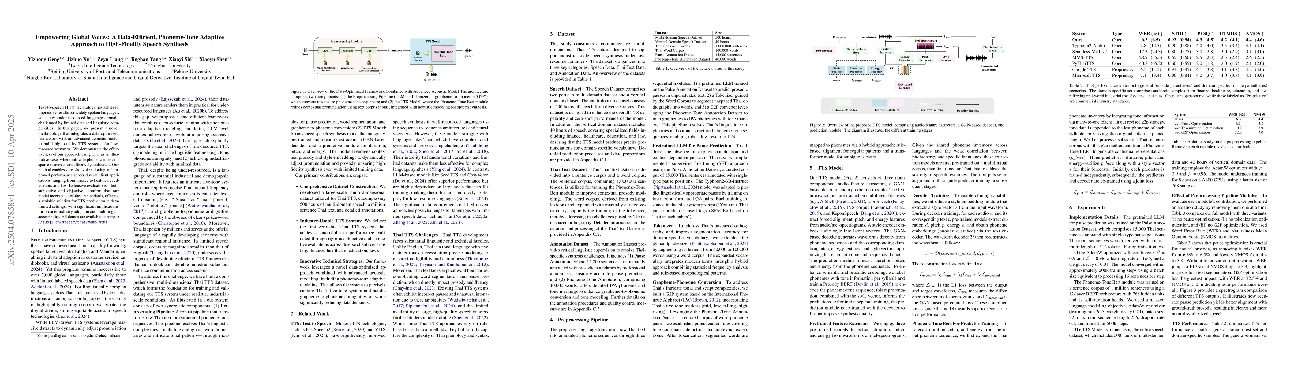 Thumbnail for Empowering Global Voices: A Data-Efficient, Phoneme-Tone Adaptive
  Approach to High-Fidelity Speech Synthesis
