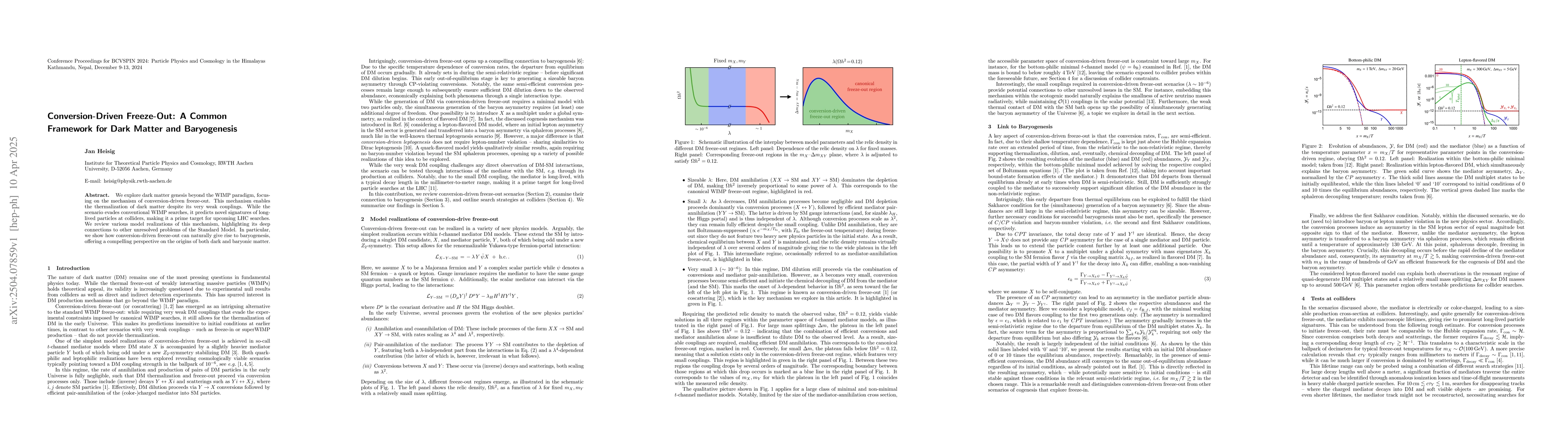 Thumbnail for Conversion-Driven Freeze-Out: A Common Framework for Dark Matter and
  Baryogenesis