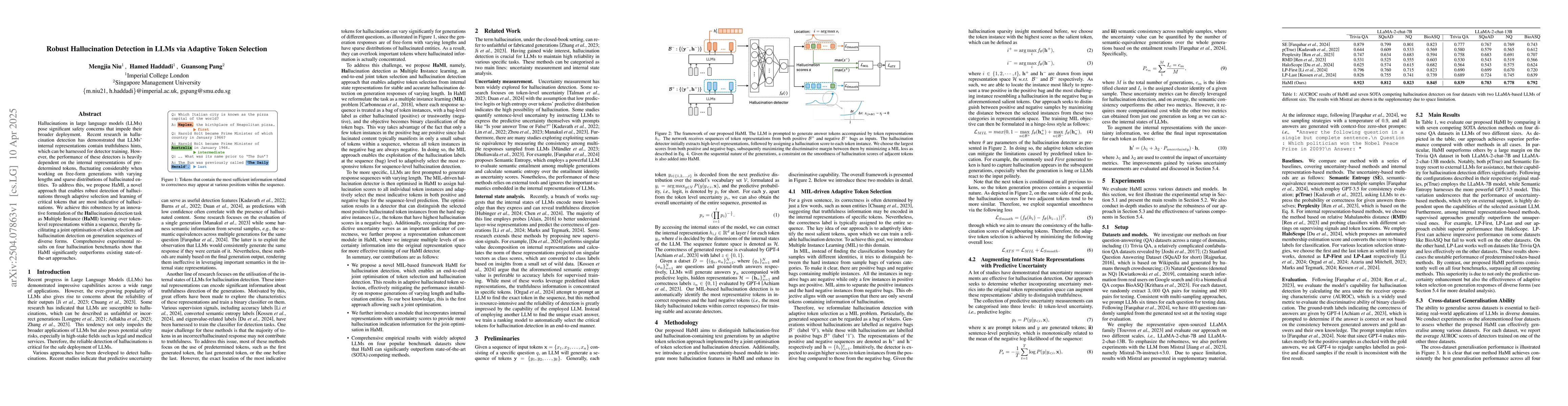 Thumbnail for Robust Hallucination Detection in LLMs via Adaptive Token Selection