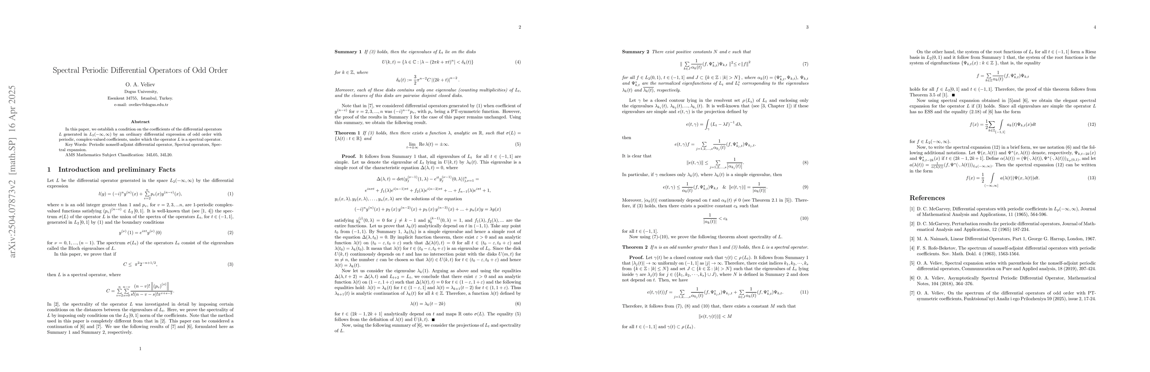 Thumbnail for Spectral Periodic Differential Operators of Odd Order