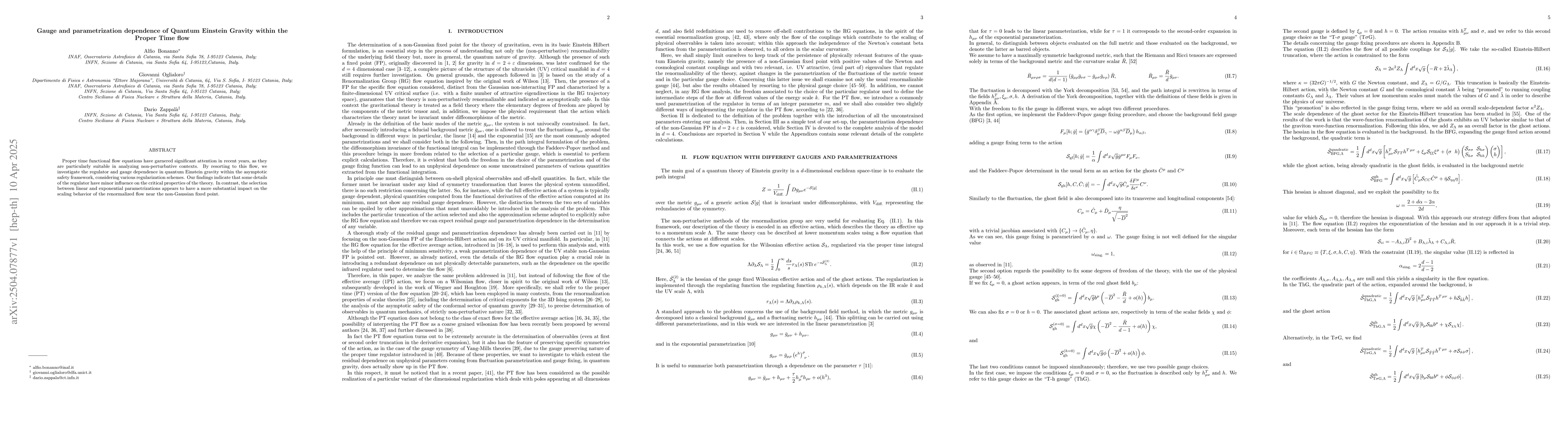 Thumbnail for Gauge and parametrization dependence of Quantum Einstein Gravity within
  the Proper Time flow